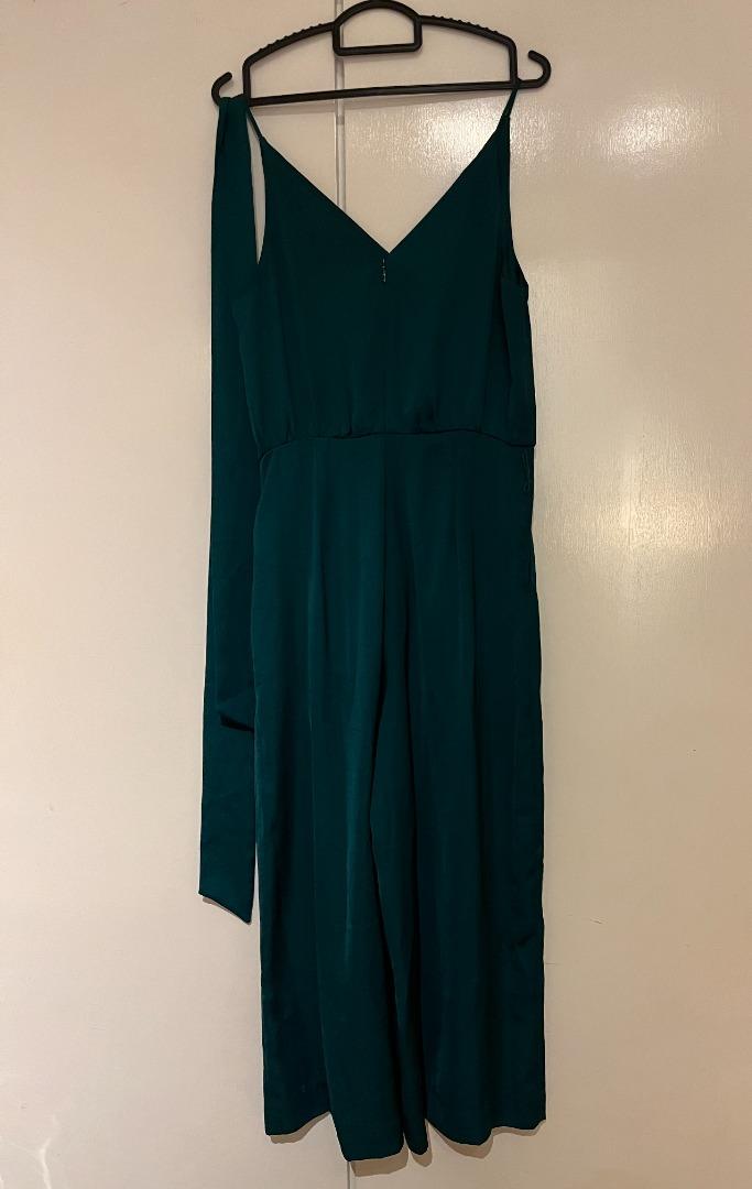 H M Forest Green Satin Jumpsuit
