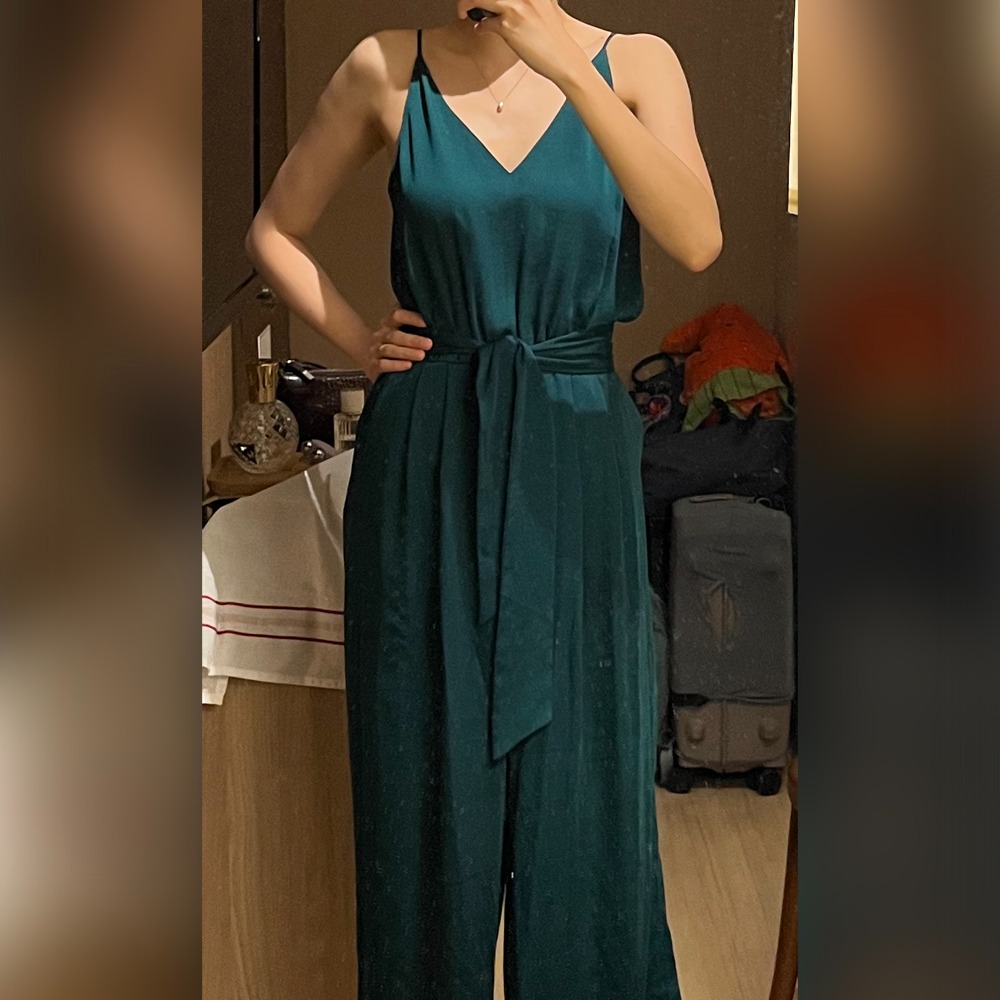 Emerald green satin jumpsuit online