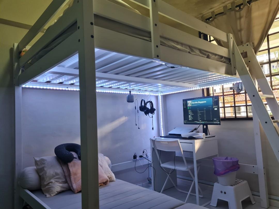 IKEA( STORA) LOFT BED WHITE, Furniture & Home Living, Furniture, Bed