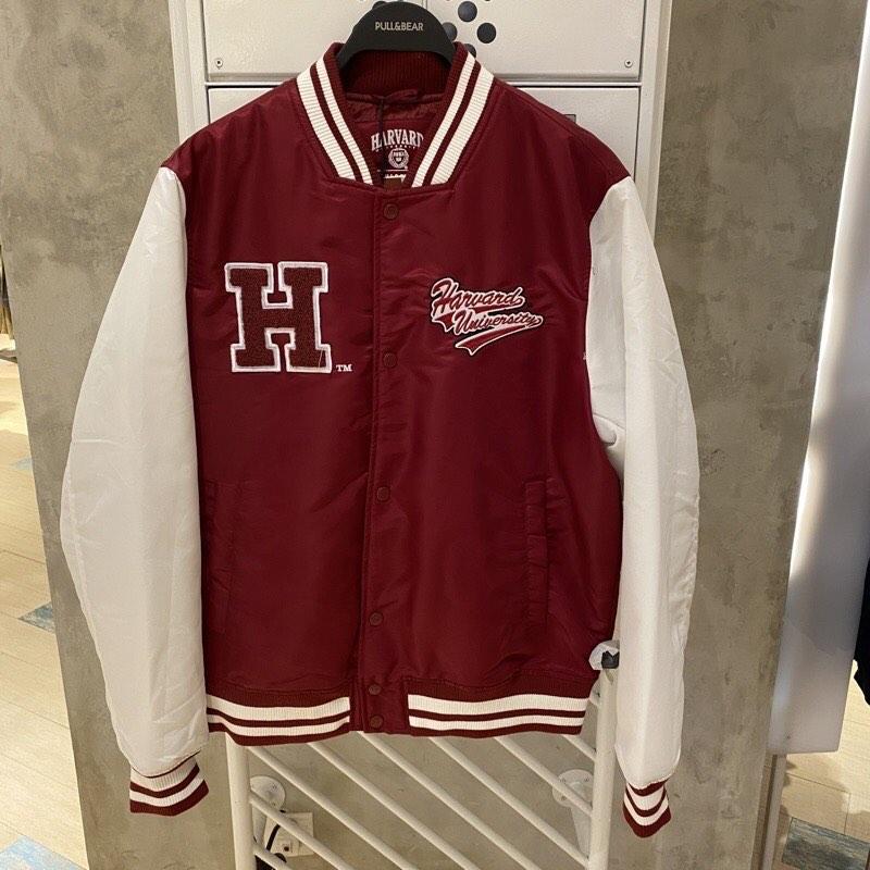 Pull&Bear Harvard varsity jacket in red