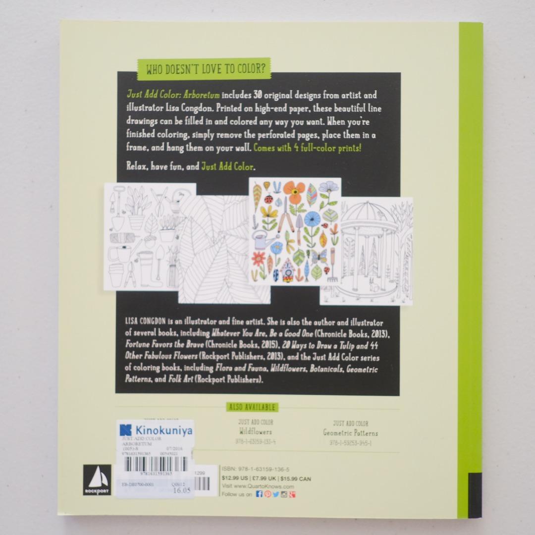 Just Add Color Arboretum Coloring Book, Hobbies & Toys, Books ...