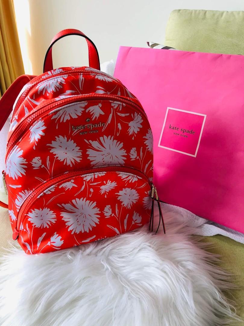 Kate Spade Karissa Nylon Medium Backpack Orange Floral, Women's Fashion,  Bags & Wallets, Backpacks on Carousell