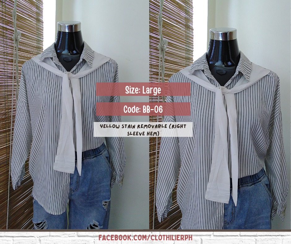 Korean Chic Style Office Wear with Ribbon Tie, Women's Fashion, Tops