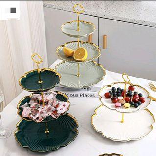 Light luxury Phnom Penh Ceramic Shallow plate 2 & 3 layer fruit tray plate cake stand