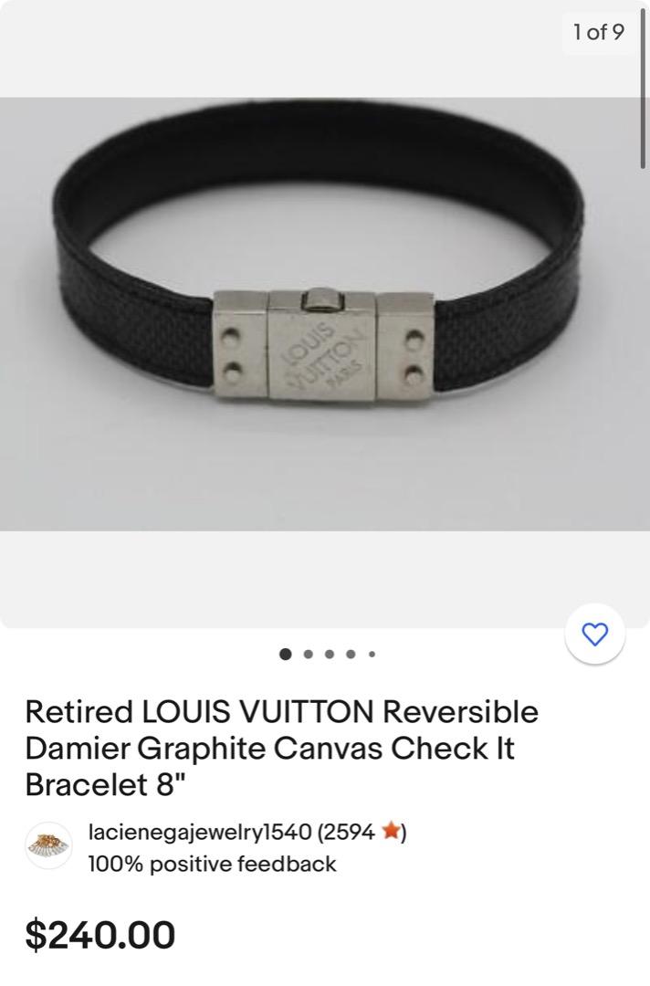 Louis Vuitton Damier Graphite Check It Reversible Bracelet Cuff