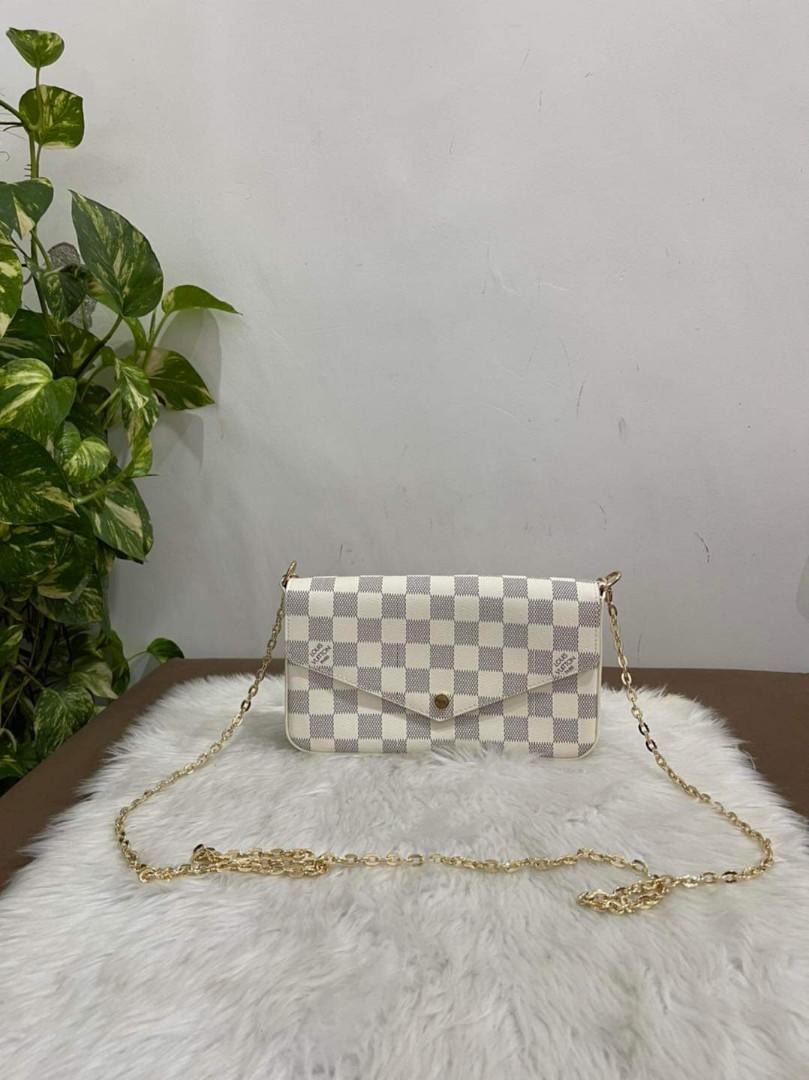 Louis Vuitton Pochette Felicie Monogram&Damier Azur Wear&tear, review, what  fits&Tory Burch Fleming 