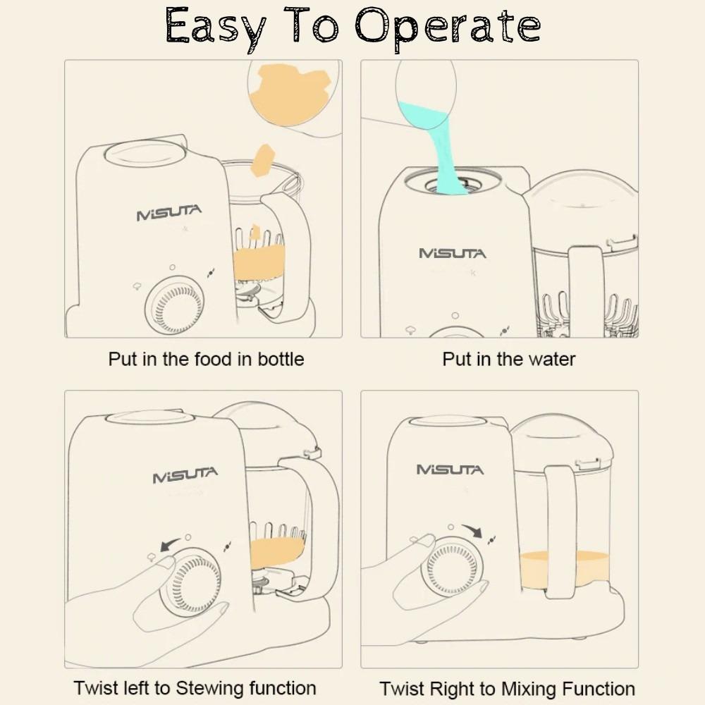 Misuta 4 in 1 Baby Food Processor Blender and Steamer (PINK), Babies