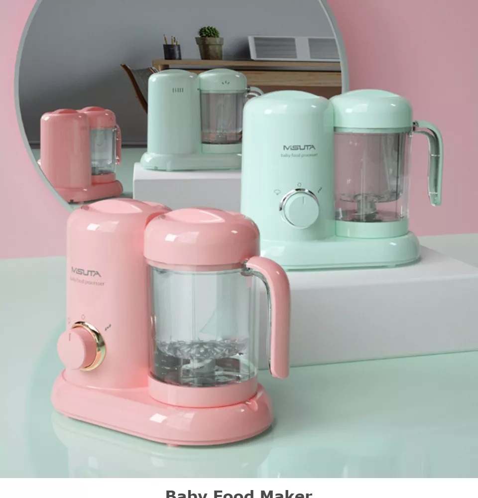Misuta 4 in 1 Baby Food Processor Blender and Steamer (PINK), Babies