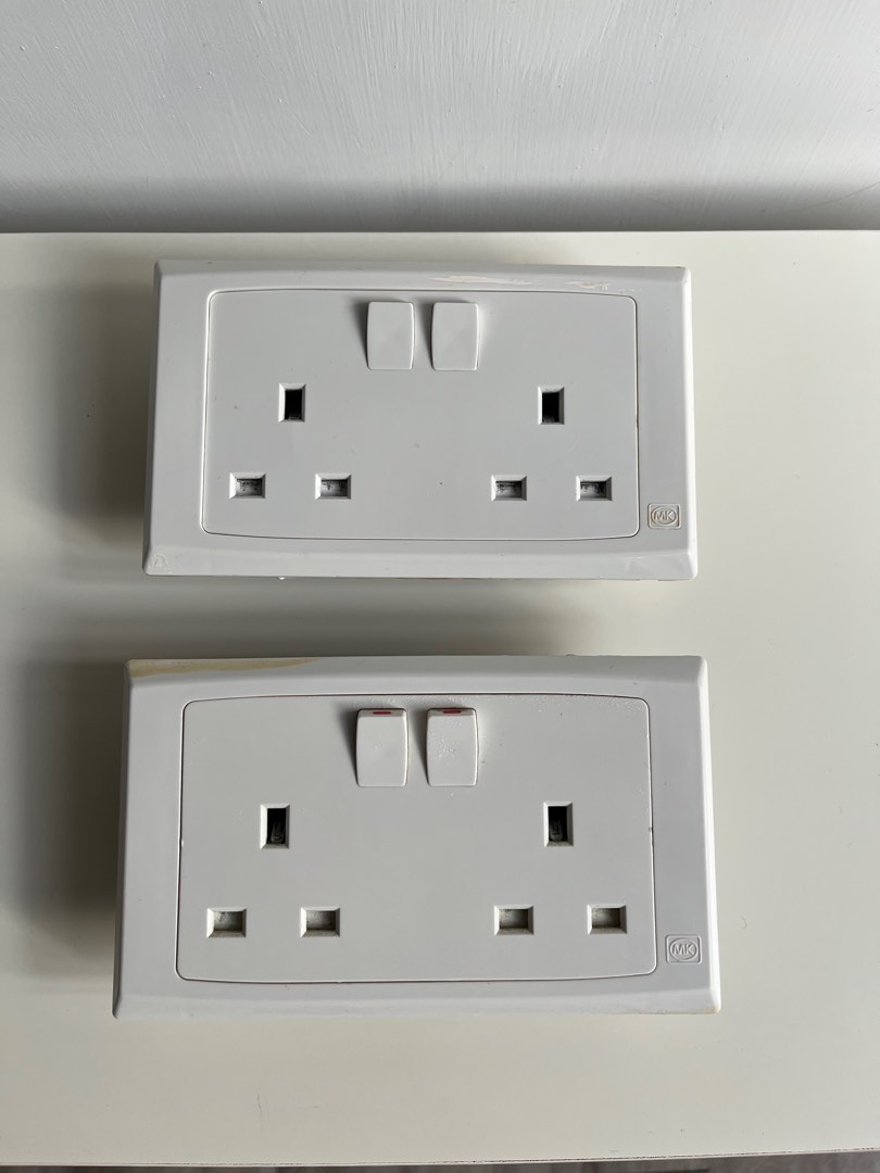 MK Electric 2 Gang Plug Socket, 13A British, 家庭電器, 轉插器及插頭 on Carousell