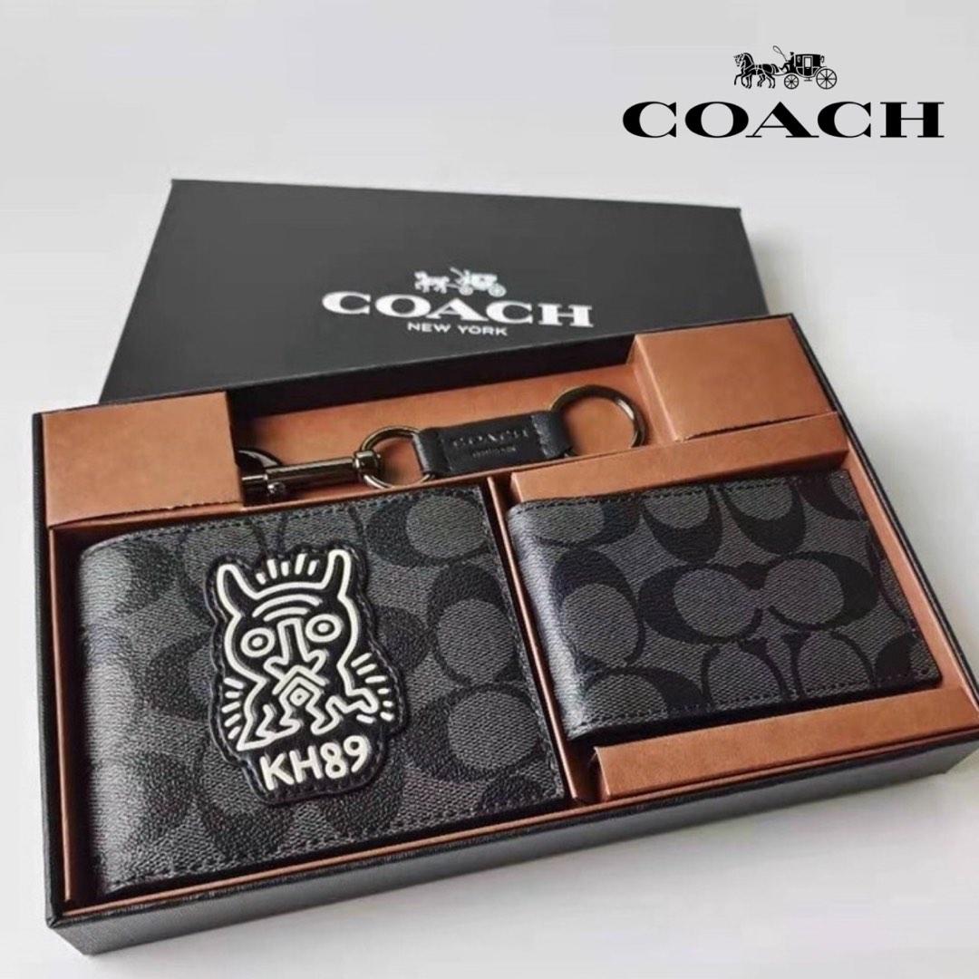 New Coach ?? Men Bifold Short Wallet Compact ID Robot Print with Keychain  Full Set of Coach Package, Luxury, Bags & Wallets on Carousell