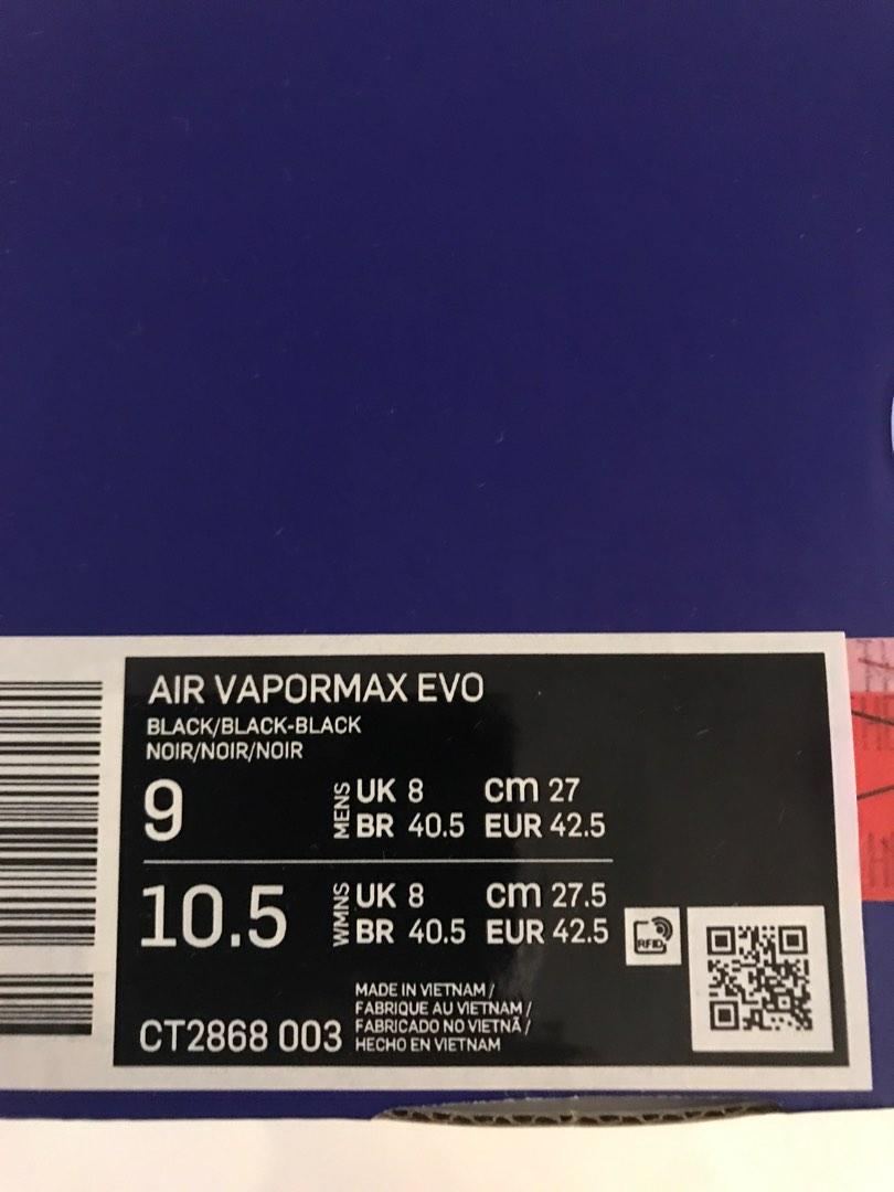 Nike Air Vapormax Evo Triple Black US9.5, box no lid, Men's Fashion,  Footwear, Sneakers on Carousell