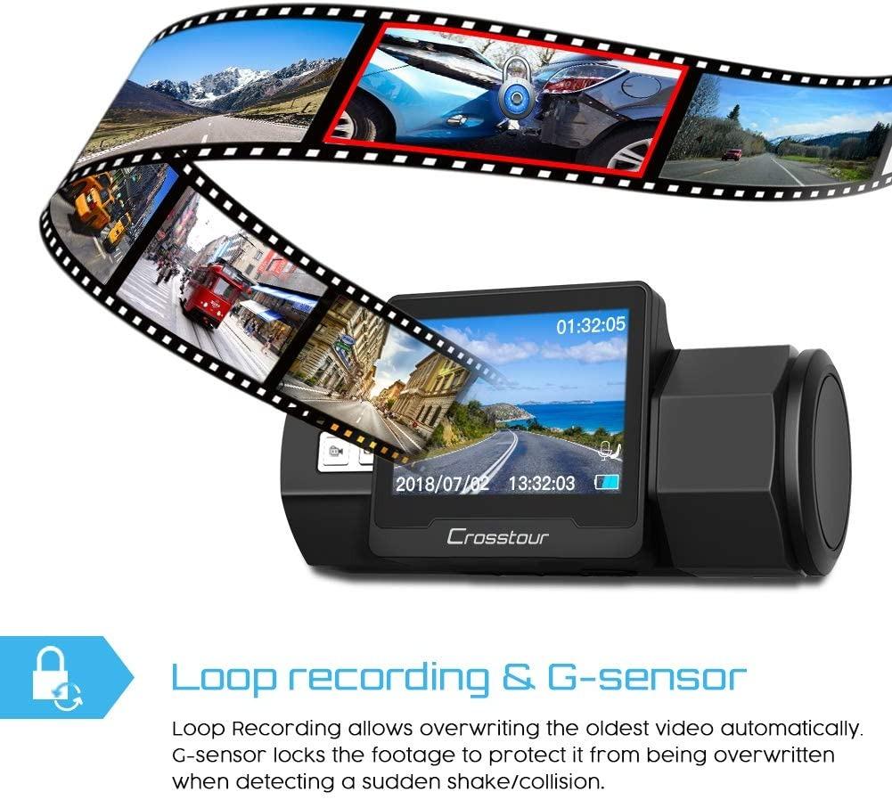 Crosstour Dash Cam, Full HD1080P, Loop Recording Motion Detection 