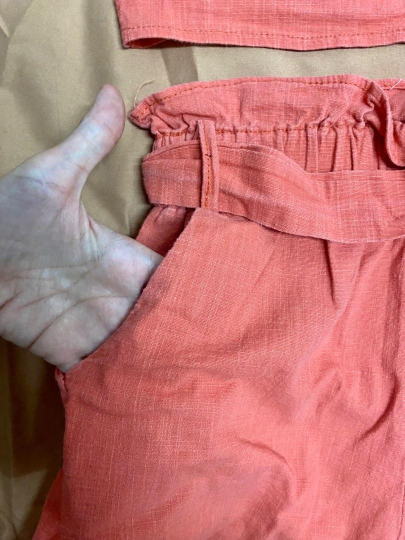 Orange/Salmon Terno Coordinates (Category: Sets or Coordinates) located in Quezon City. Submitted by jessicaroy (Listing ID 1187446463, Image 3). Description: No brand Best fits XS-S Stretchable fabric Button down top Shorts comes with belt and pockets Super nice color in person! No known flaws .