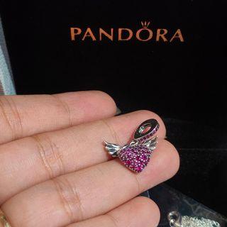 Pandora wing of heart in pink Charm and necklace pendant