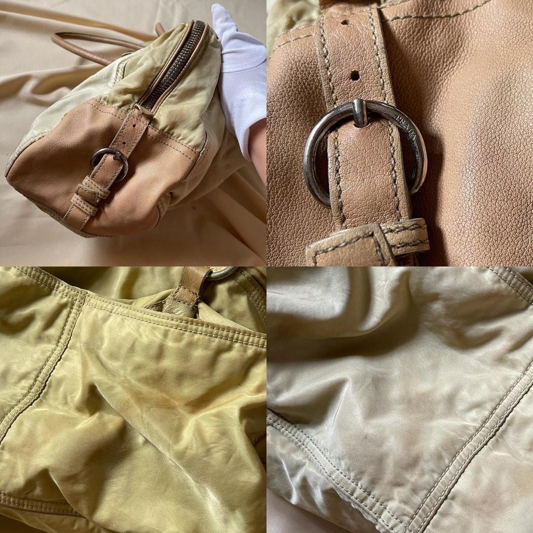 Prada Nylon Cream/Beige Bowler Shoulder bag (Category: Luxury Bags & Wallets) located in Baguio. Submitted by stylehouseph (Listing ID 1187397537, Image 3). Description: 🤍 Prada Nylon Cream/Beige Bowler Shoulder bag 🤍 Authentic 🤍 With White Tag 🤍 Lampo and IPI zip 🤍 Med -Large Size 🤍 RANK AB 🤍 Flaw: Needs Cleaning only (due to light stains at some parts) 🤍 Valued at ₱38k 🤍 Selling low @ ₱6900 only.