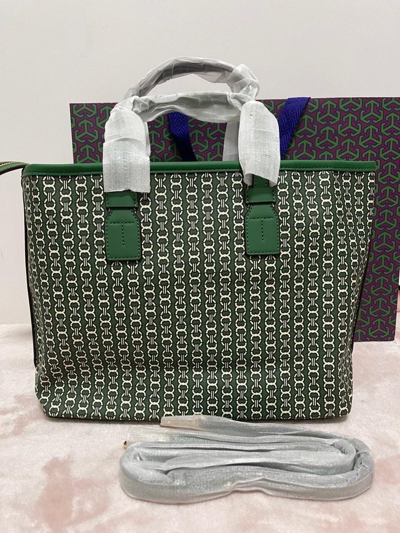 Tory Burch Gemini Link Canvas Small Top-zip Tote in Green