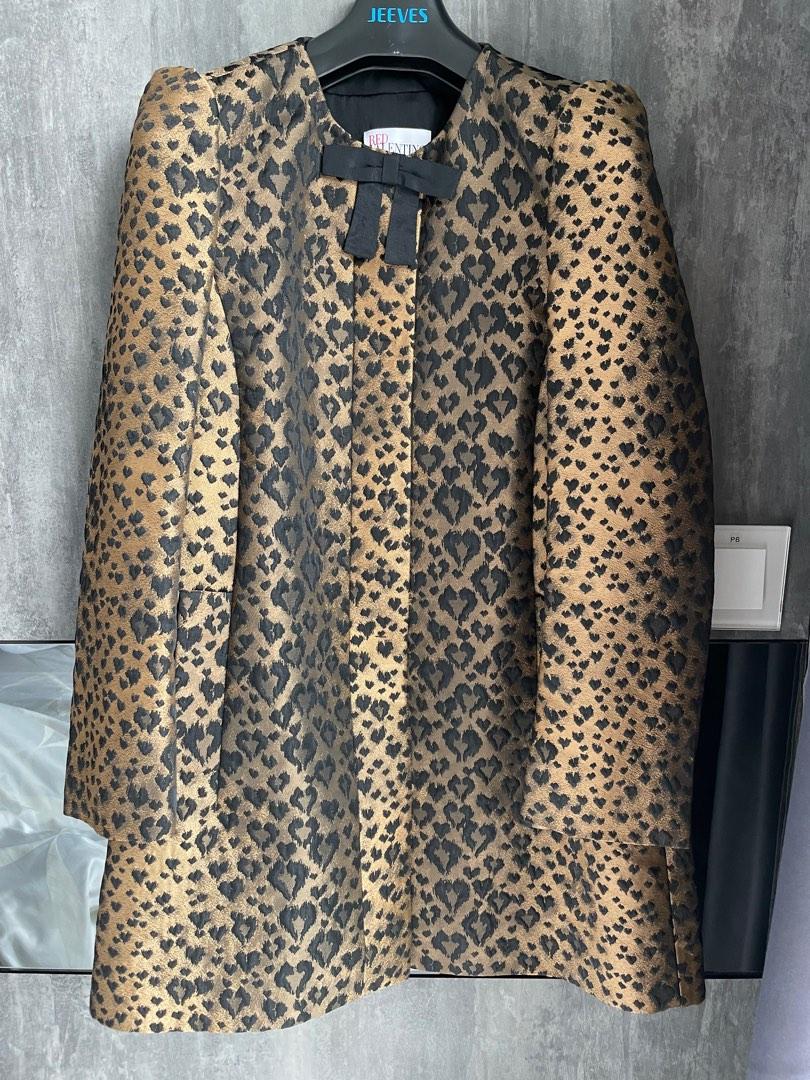 Red Valentino Leopard Heart Print Coat IT 40 UK 6-8 XS S