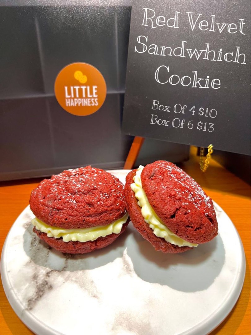 Red Velvet Sandwich Cookie, Food & Drinks, Homemade Bakes on Carousell