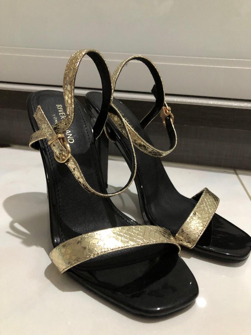 River Island Gold Strap Sandal Heels Women s Fashion Footwear