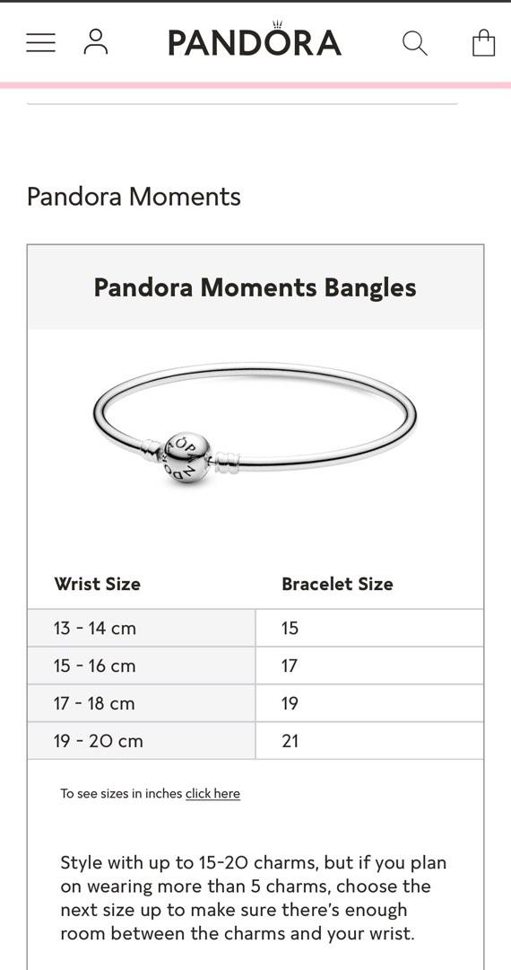 Size Charts Bracelets  Rings  Pandora Addict