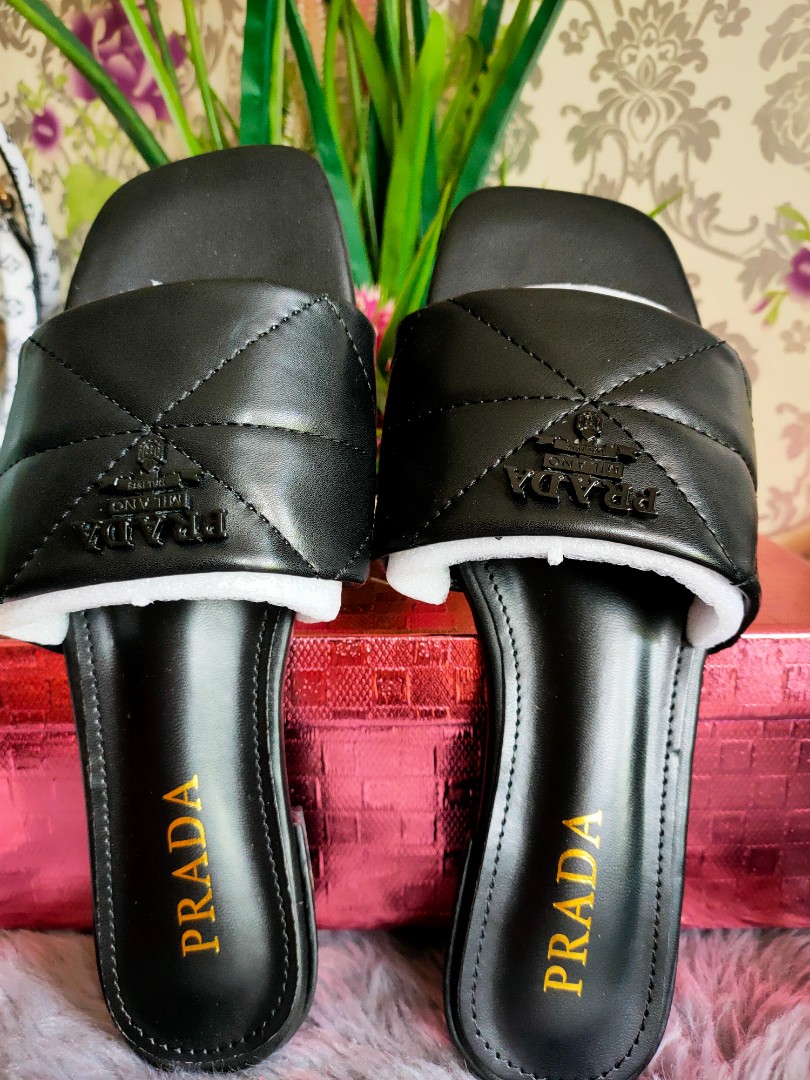 PRADA Leather slide sandals 27cm UK8