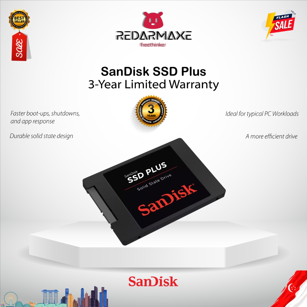 Sandisk Ssd Plus 1tb 25 Sata Sdssda Computers And Tech Parts And Accessories Hard Disks 7600