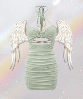Shein Rhinestone Criss Cross Tie Bodycon Dress