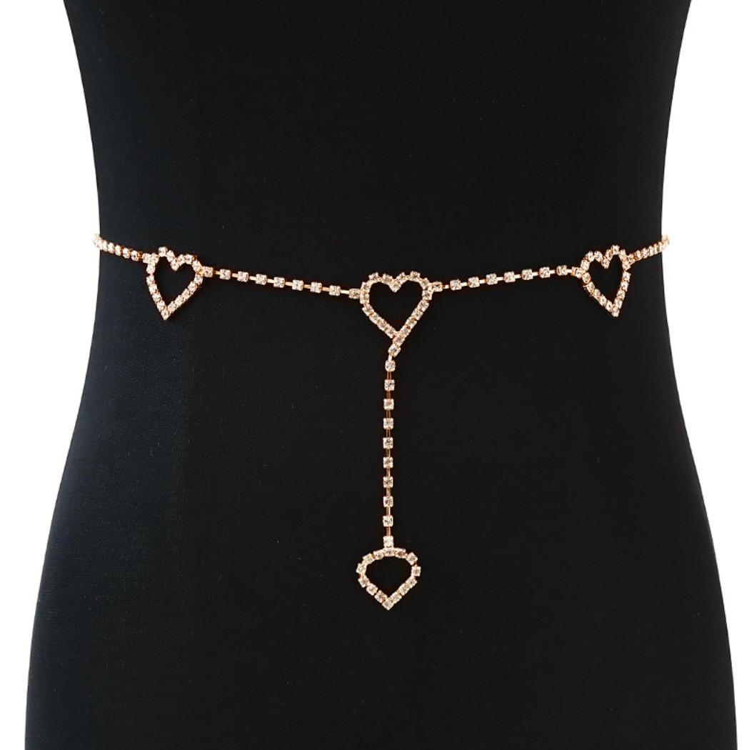 Heart rhinestone clearance body chain