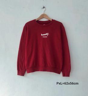 Sweater crewneck kaos tangan panjang  jaket polos tanpa hoodie unisex pria wanita merah