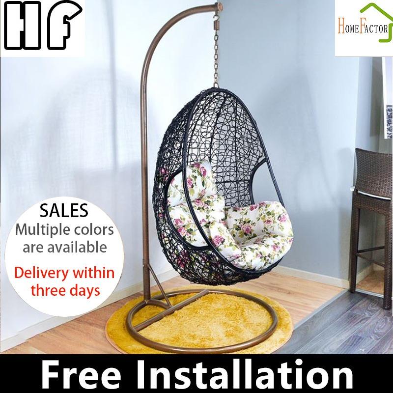 SWING CHAIR Black / White Free install, Furniture & Home Living