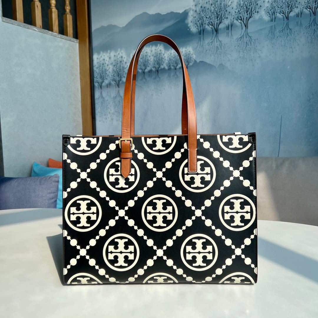 Tory Burch T Monogram Coated Canvas Tote Bag, Luxury, Bags & Wallets on  Carousell