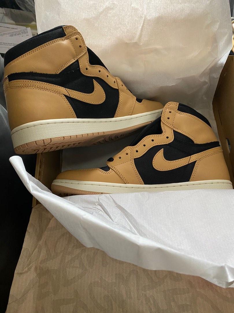 UK 10 Air Jordan 1 retro High OG Vachetta Tan and black