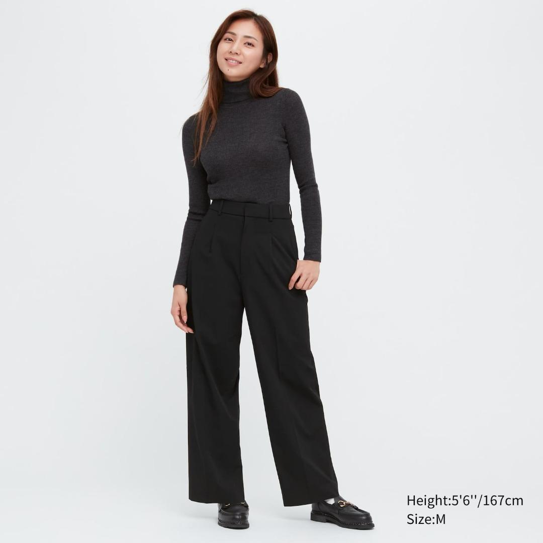 ANN4329: uniqlo women S size center seam black pants/ uniqlo high waist  Wide leg smart casual pants, Women's Fashion, Bottoms, Other Bottoms on  Carousell