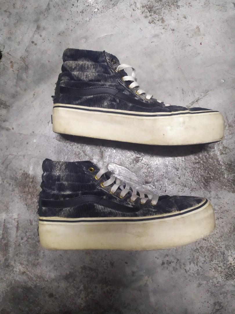 Vans Grey Velvet Sk8 Hi Cut Platform Women s Fashion Footwear Sneakers on Carousell