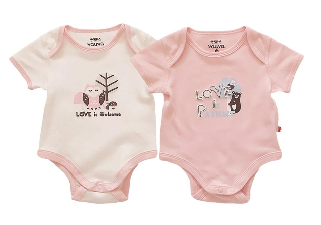 Vauva baby Organic Cotton Romper Set - Bear & Owl ( 1 set 2 pcs) 嬰兒連身衣,  兒童＆孕婦用品, 嬰兒及小童流行時尚- Carousell