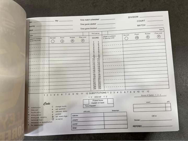 Volleyball Scorebook Sports Equipment Other Sports Equipment and