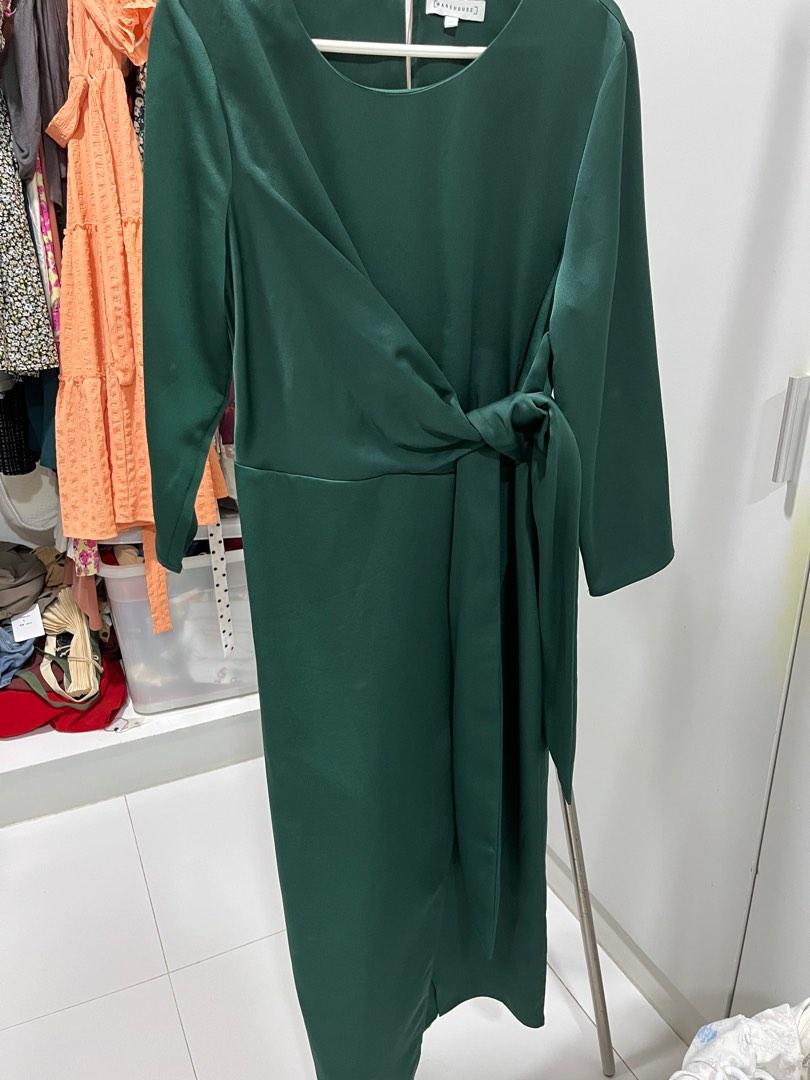 Warehouse satin twist knot midi dress store