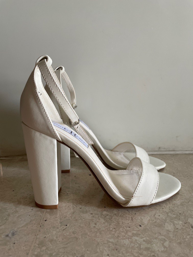 White chunky clearance heels
