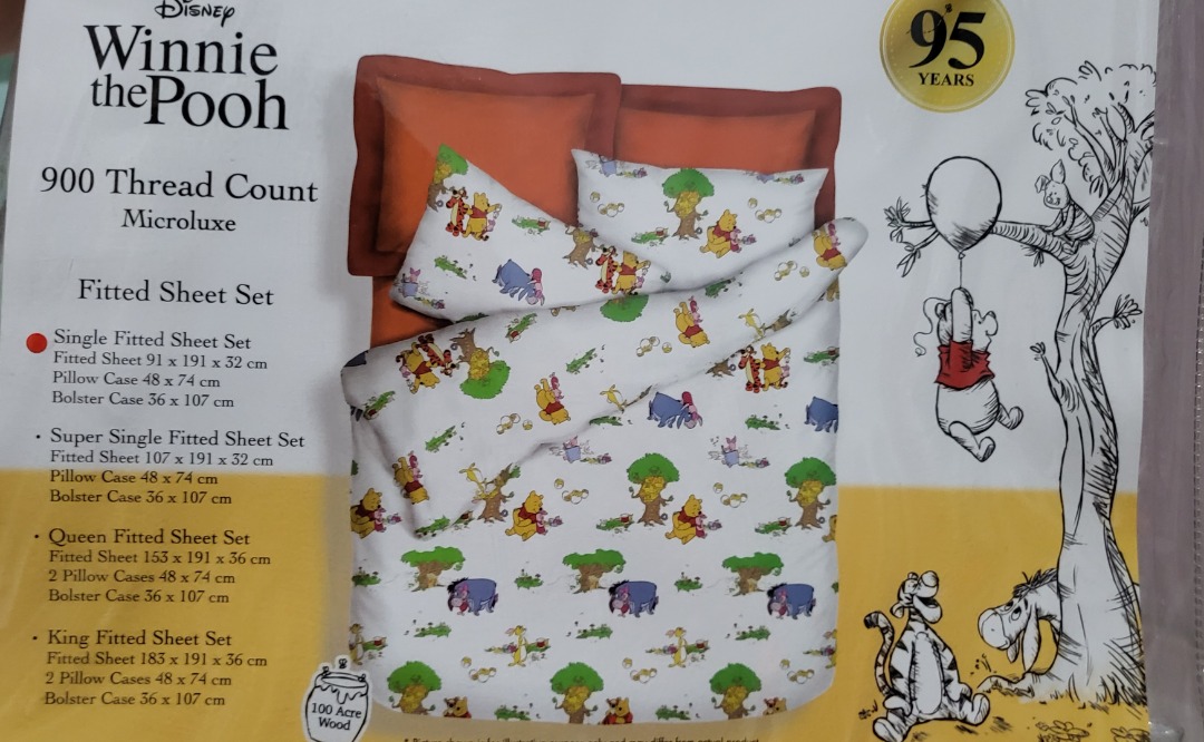 Winnie The Pooh Fitted Sheet, Furniture & Home Living, Bedding & Towels