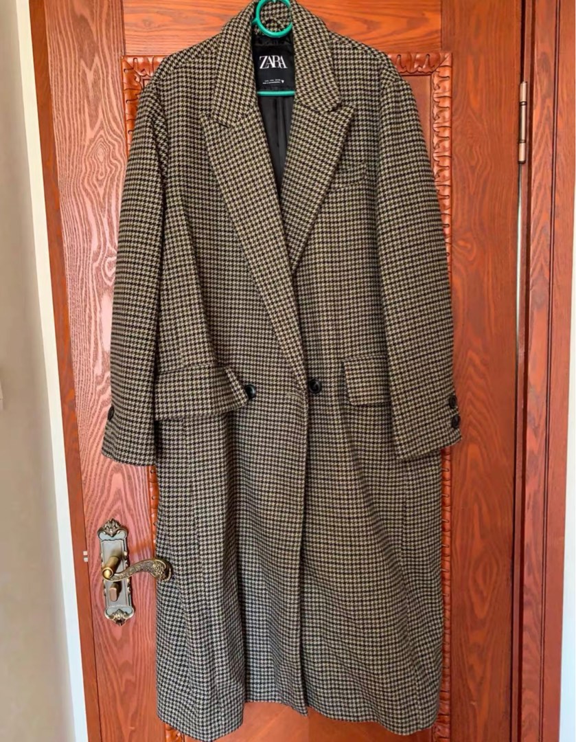 Zara Checkered Long Coat