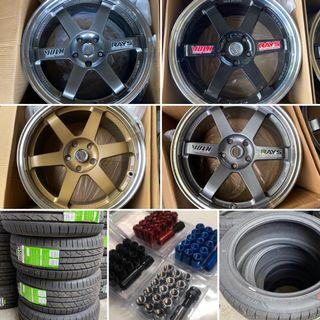 18” TE37 QC608 Mags 5Holes pcd 114 w/225-45-r18 or 235-40-r18 Prinx tire for Sedan Bundle