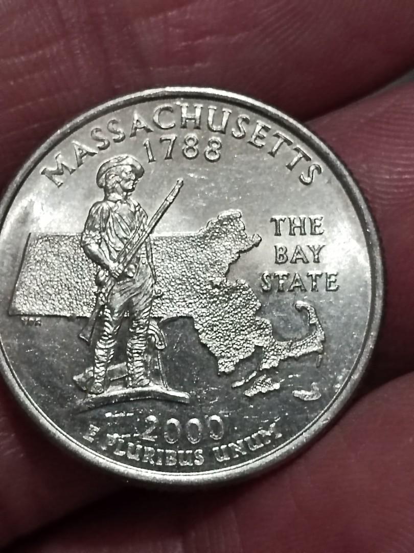 早期美國硬幣美元-錢幣25分QUARTER 1788-2000年五十州紀念幣：麻薩諸塞州, 書籍、休閒與玩具, 收藏、紀念品, 錢幣、紙鈔在旋轉拍賣