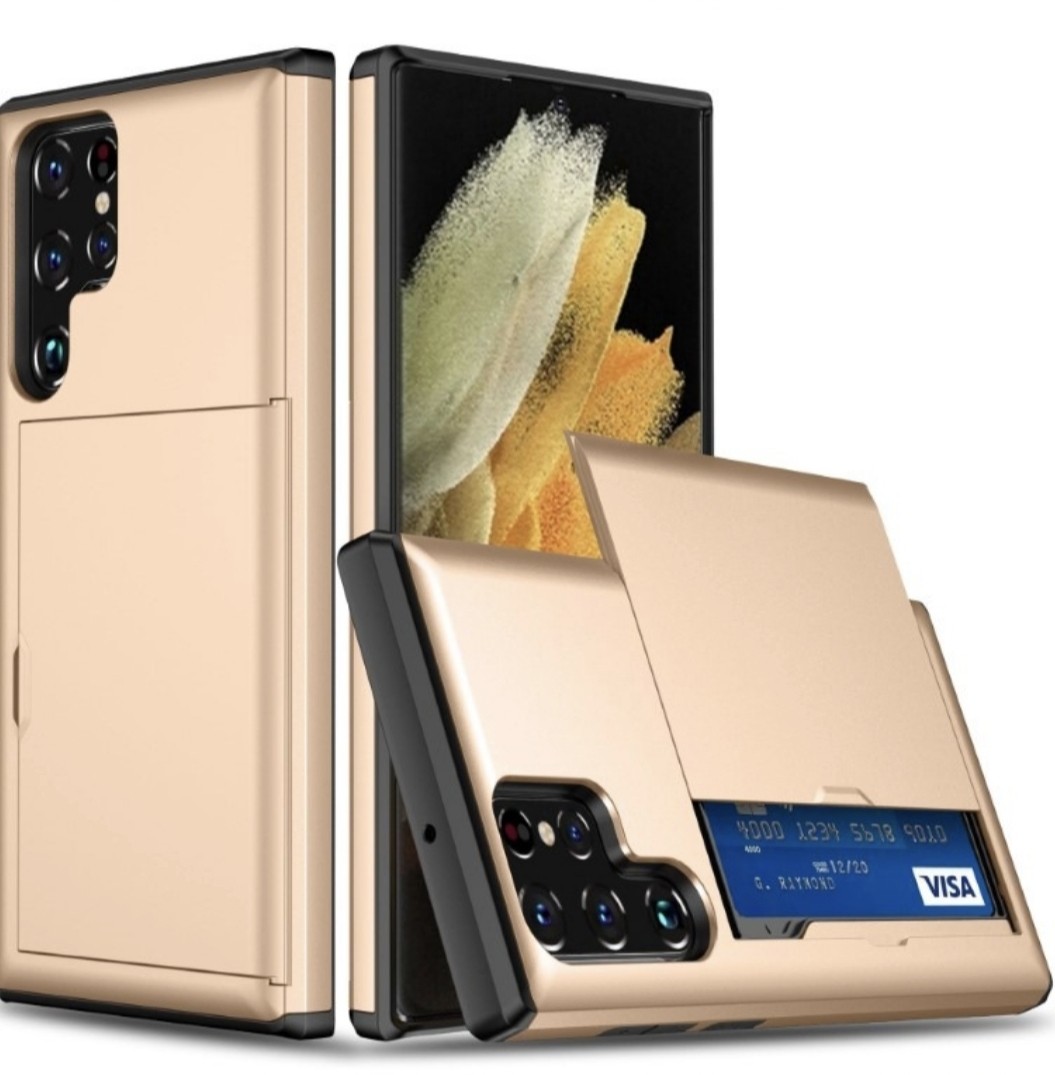 Samsung S22 Ultra Rugged Card Slot Slide Armour Phone Case Cover Color