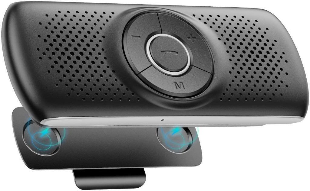 AGPTEK Bluetooth Car Speakerphone, Bluetooth 4.2 Hands Free Car Kit with 3W Loud Speaker, Visor