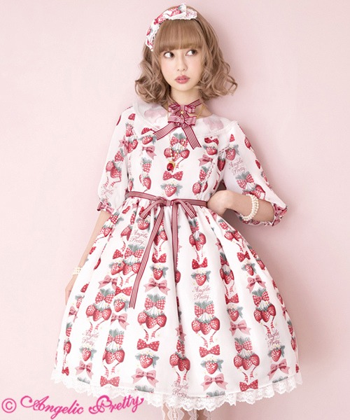 Lolita - Angelic Pretty - Strawberry Doll OP , Women's