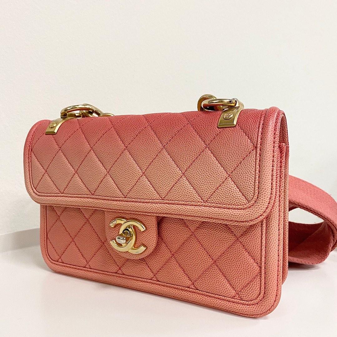 Authentic Chanel Sunset by the Sea small coral in caviar and gold