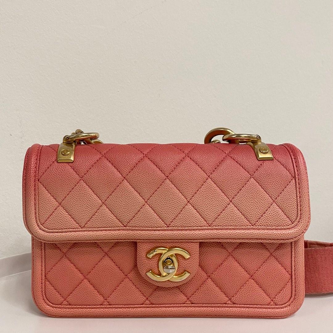 Authentic Chanel Sunset by the Sea small coral in caviar and gold