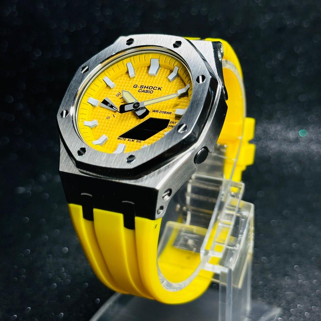 Authentic GA 2100 44mm CasiOak in full stainless steel bezel