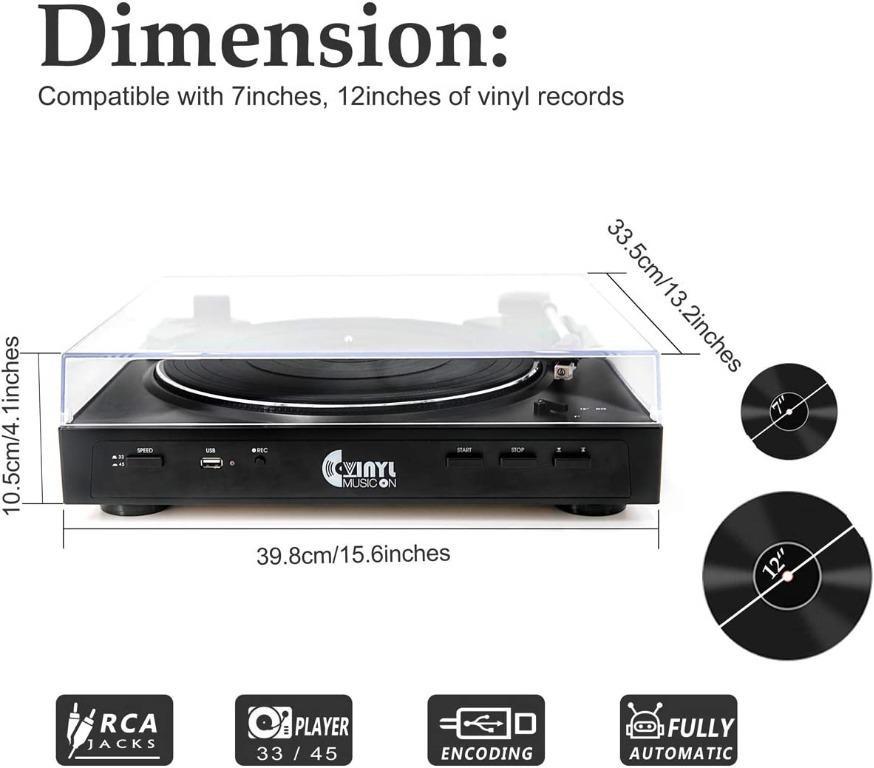 [B443] VINYL MUSIC ON Fully Automatic USB BeltDrive Stereo Turntable