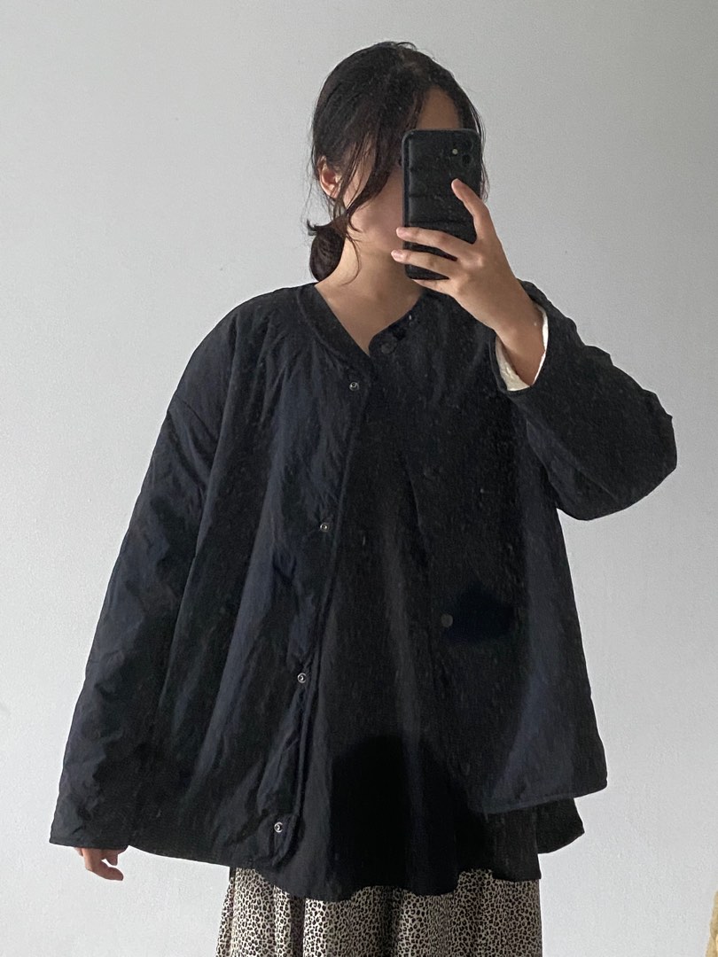 Uniqlo Black Reversible Liner Quilted Jacket, Fesyen Pria, Pakaian